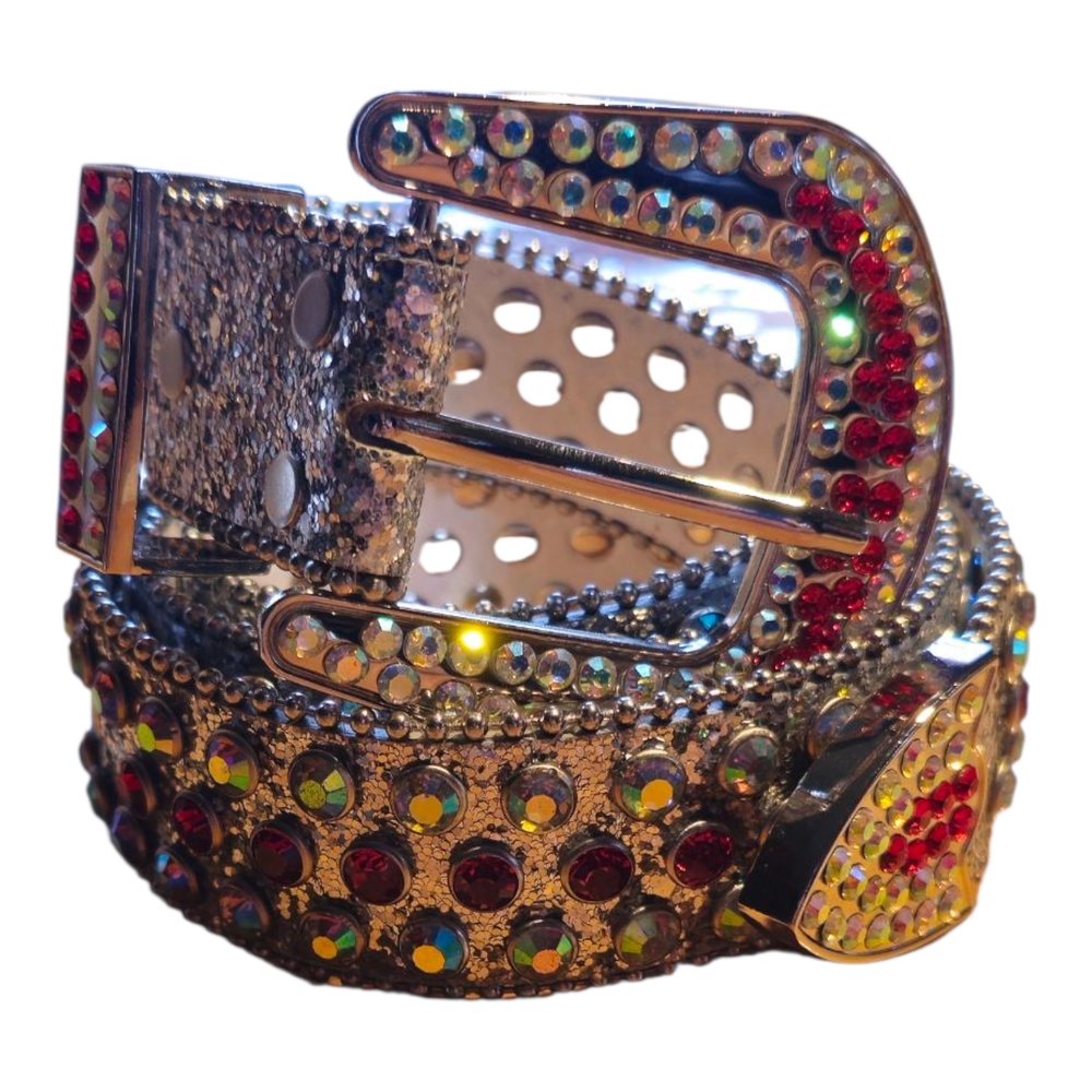 Rhinestone Studded Silver Belt